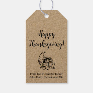Étiquettes-cadeau Bon thanksgiving automne de la récolte script text