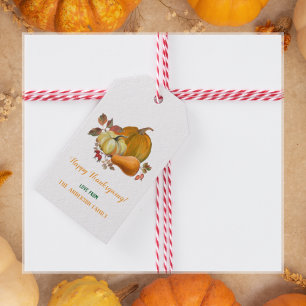 Étiquettes-cadeau Bon thanksgiving Automne Harvest Citrouille Foliin