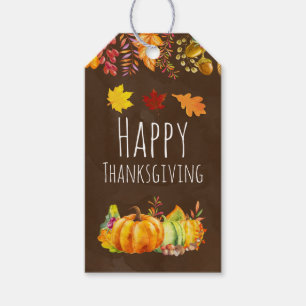 Étiquettes-cadeau Bon thanksgiving avec Citrouilles et Foliage