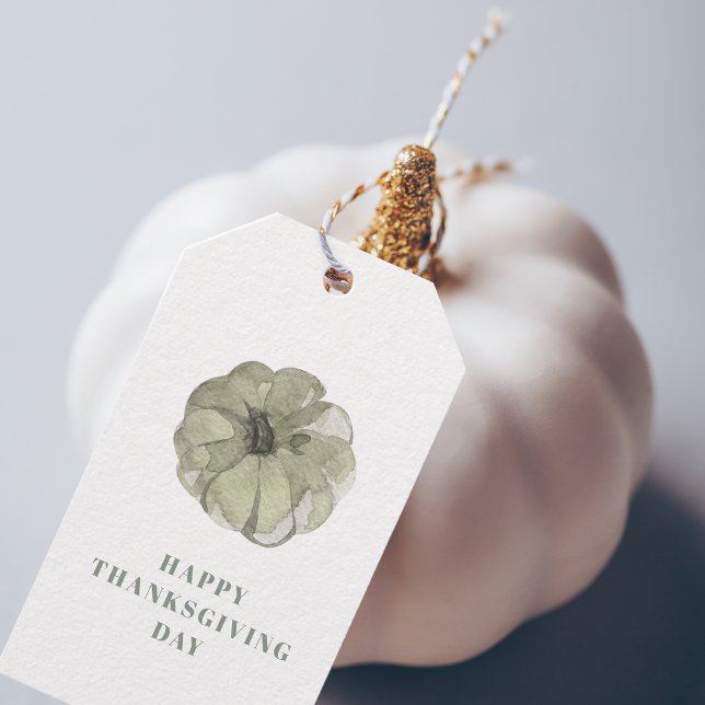 Étiquettes-cadeau Bon thanksgiving | Citrouille vert (Créateur téléchargé)