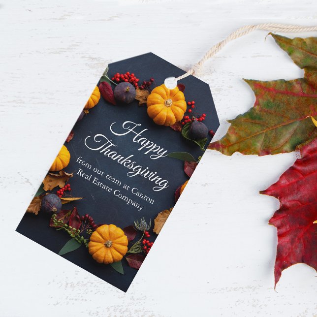 Étiquettes-cadeau Bon thanksgiving Custom Citrouille Wreath Moderne (Créateur téléchargé)