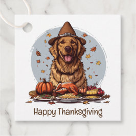 Étiquettes Cadeau Bon thanksgiving Golden Retriever Chien