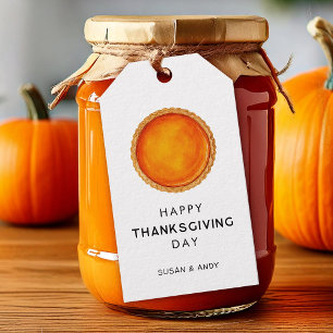 Étiquettes-cadeau Bon thanksgiving jour avec tarte citrouille