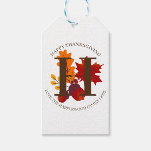 Étiquettes-cadeau Bon thanksgiving simple de récolte d'automne de mo
