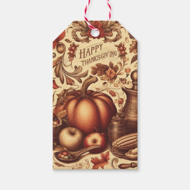 Étiquettes-cadeau Bon thanksgiving vintage/classique (Devant)