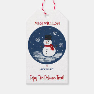 Étiquettes-cadeau Bonhomme de neige rouge PERSONALISER Fait avec amo