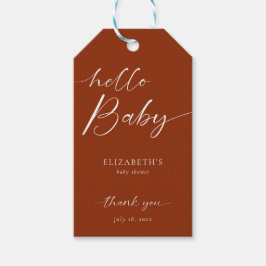 Étiquettes-cadeau Bonjour Baby shower Minimal Cuivre Neutre Boho