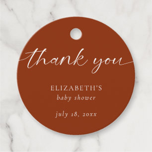 Étiquettes Cadeau Bonjour Baby shower Terra cotta Neutral Bohemian