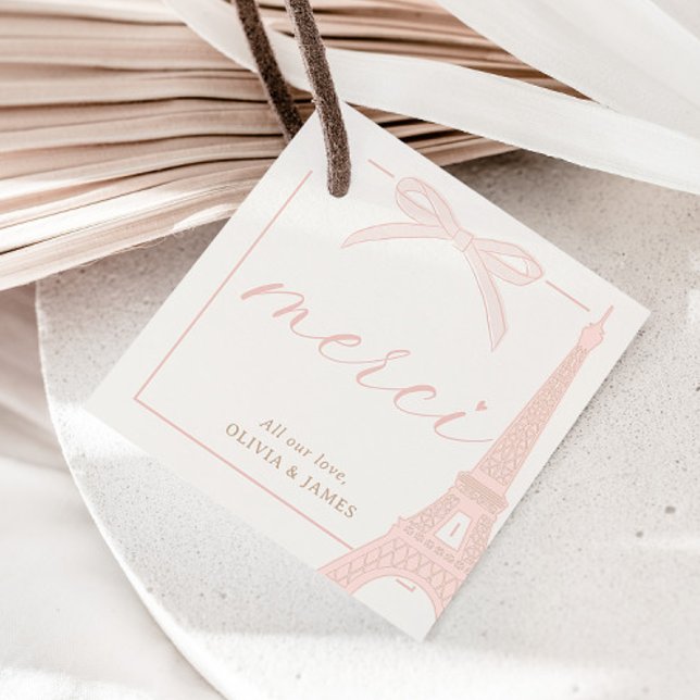 Étiquettes Cadeau Bonjour Bébé Pink Paris Eiffel Baby shower (Créateur téléchargé)