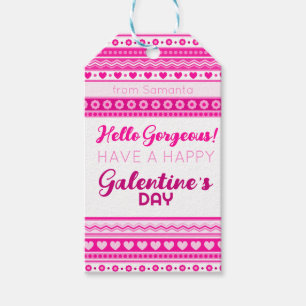 Étiquettes-cadeau Bonjour Magnifique Saint-Galentin Nom du coeur ros
