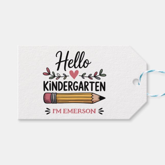 Étiquettes-cadeau Bonjour Maternelle Personnalisée Retour À L'École (Devant (Horizontal))