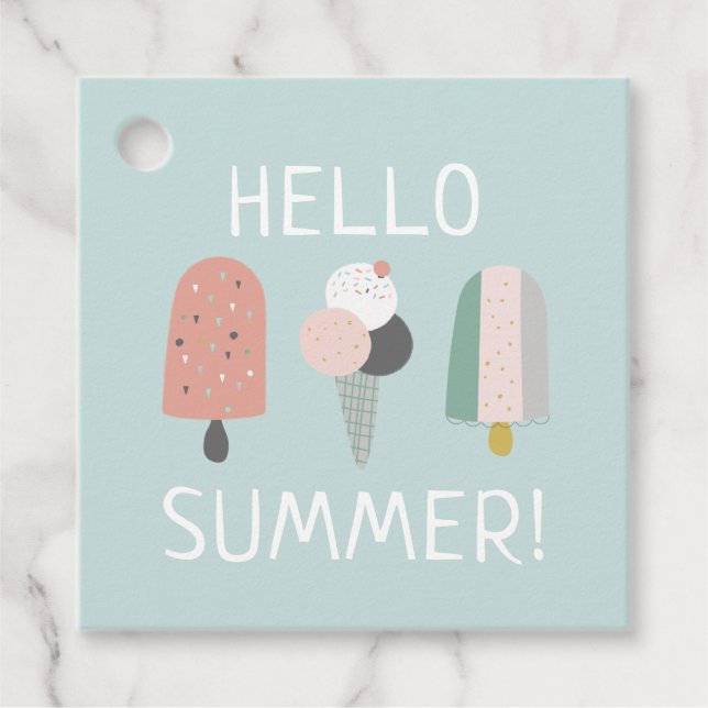 Étiquettes Cadeau Bonjour Summer Crème glacée Blue Popsicle (Devant)