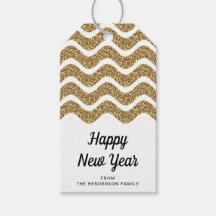 Bonne année élégante faux or paillettes blanc