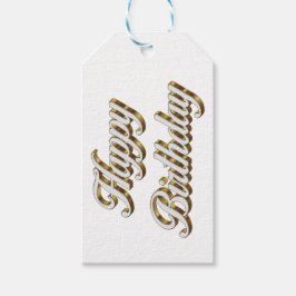 Étiquettes-cadeau Bonne Anniversaire Or Élégante Typographie