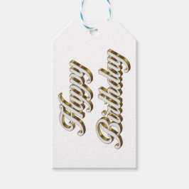 Étiquettes-cadeau Bonne Anniversaire Or Élégante Typographie