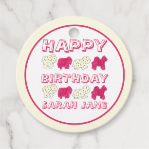Étiquettes Cadeau Bonne fête d'anniversaire Pink Circus Animal Crack