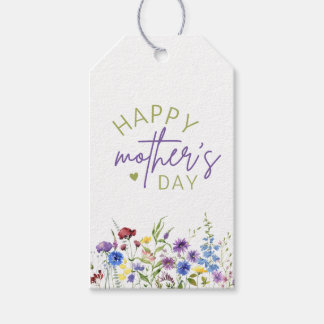 Étiquettes-cadeau Bonne fête des mères Aquarelle Fleurs sauvages & C