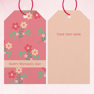 Étiquettes-cadeau Bonne fête des mères Sweet Pink Daisy Bouquet Retr