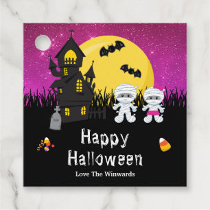 Étiquettes Cadeau Bonne fête d'Halloween maman rose