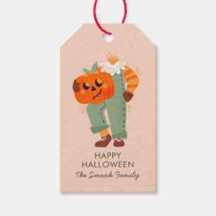 Étiquettes-cadeau Bonne Halloween Citrouille Head mignonne rose