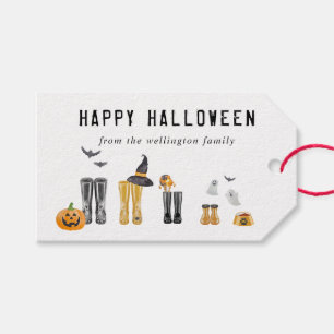 Étiquettes-cadeau Bonne Halloween jolie famille Éffrayante Aquarelle