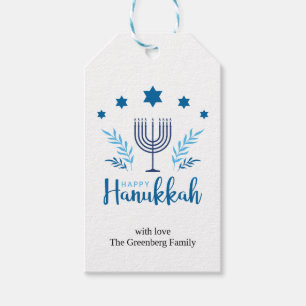 Étiquettes-cadeau Bonne Hanoukka Menorah Stars Festive
