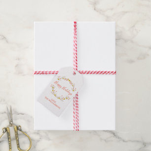 Étiquettes-cadeau Bonnes fêtes guirlande botanique de Noël