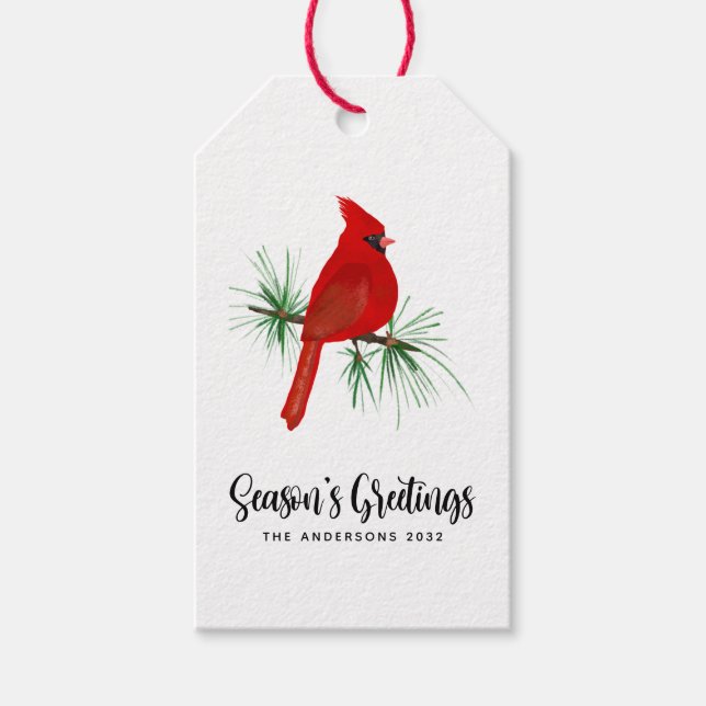 Étiquettes-cadeau Bonnes Fêtes Noël cardinal (Devant)