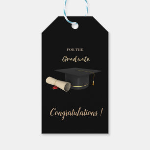 Étiquettes-cadeau Bonnet de remise des diplômes, diplôme, diplômé