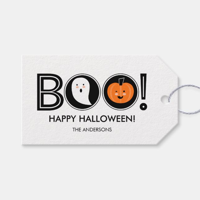 Étiquettes-cadeau Boo ! Balise cadeau Happy Halloween (Devant (Horizontal))