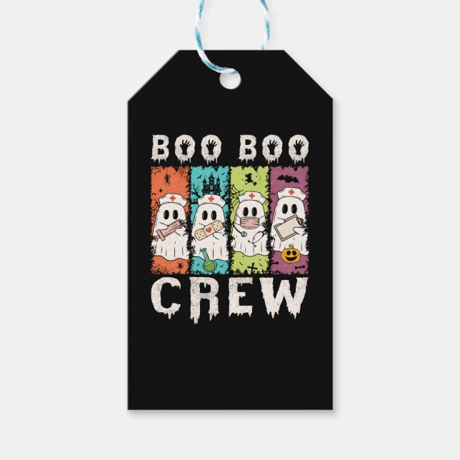 Étiquettes-cadeau Boo Boo Crew Infirmière d'Halloween (Devant)