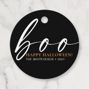 Étiquettes Cadeau Boo Cute Happy Halloween Noir