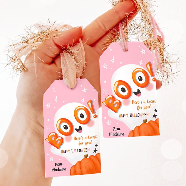Étiquettes-cadeau Boo! Halloween Chouette Fantôme Friandise pour Vou (Créateur téléchargé)