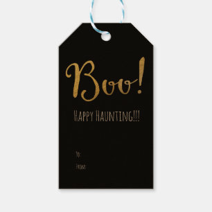 Étiquettes-cadeau BOO Halloween Faux Gold Foil Look Holiday