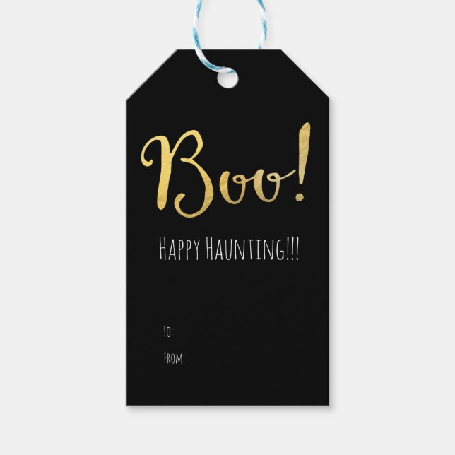 Étiquettes-cadeau BOO Halloween Faux Gold Foil Look Holiday (Devant)