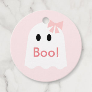 Étiquettes Cadeau Boo ! Halloween Fille Fantôme Lumière rose