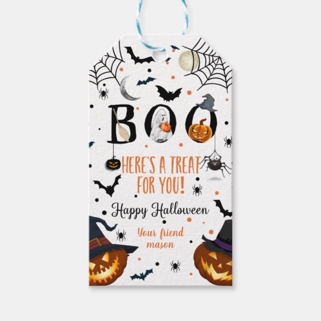 Étiquettes-cadeau Boo ! Joyeux Halloween (Devant)