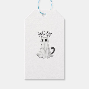 Étiquettes-cadeau Boo Kitty Cute Ghost Chat Halloween Éffrayant Kitt