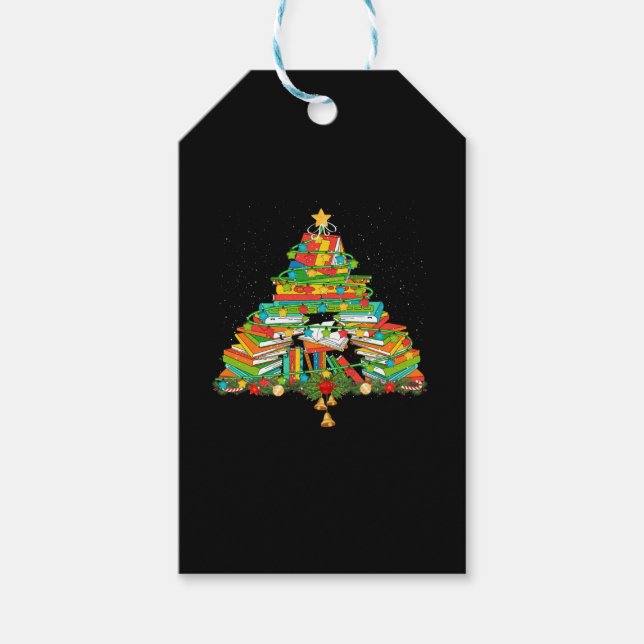 Étiquettes-cadeau Book Lover Christmas Tree Bookworm Librarian (Devant)