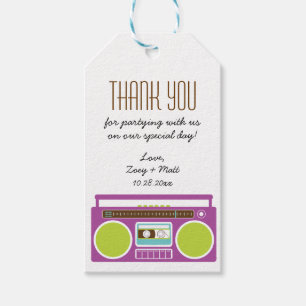 Étiquettes-cadeau Boombox Indie Mixtape Mariage Purple Lime