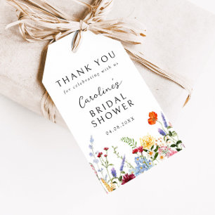 Étiquettes-cadeau Bordure de fleurs sauvages colorées