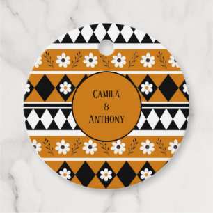 Étiquettes Cadeau Bordure Fleur Diamant Boho Motif Floral