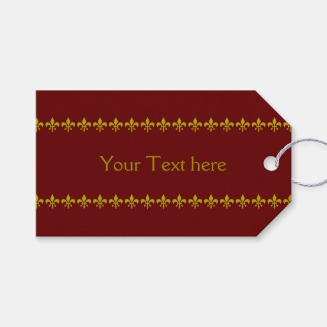 Étiquettes-cadeau Bordure Lily dorée + votre arrière - plan & texte (Devant (Horizontal))