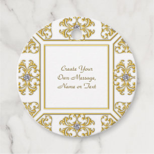 Étiquettes Cadeau Bordure Ornementale Élégante en Or avec Accent de 