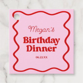 Étiquettes Cadeau Bordure rose rouge vague Anniversaire Dîner
