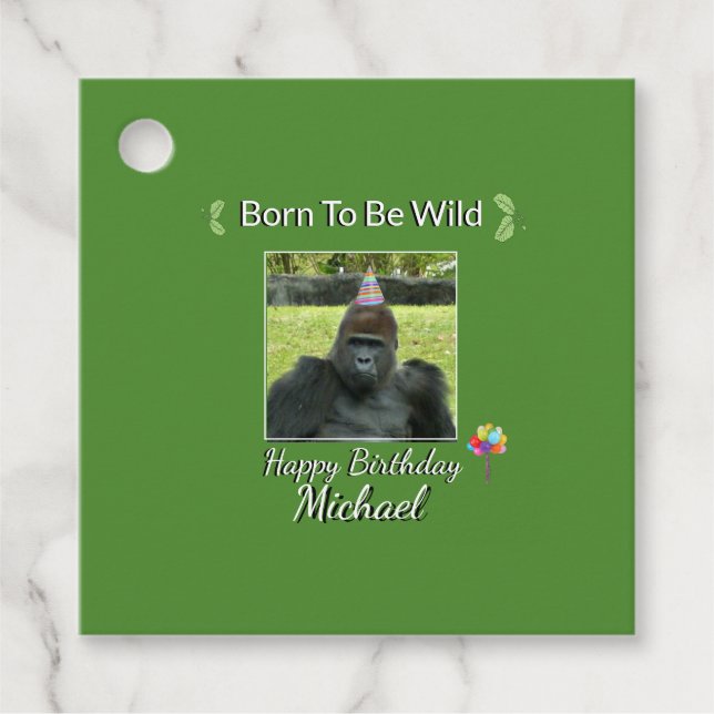 Étiquettes Cadeau Born to be Wild Green Design  (Devant)
