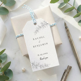 Étiquettes-cadeau Botanical Minimalist Wedding Thank you Black White