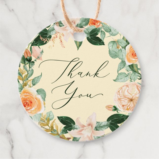 Étiquettes Cadeau Botanique Boho Verdure Aquarelle Merci (Devant)