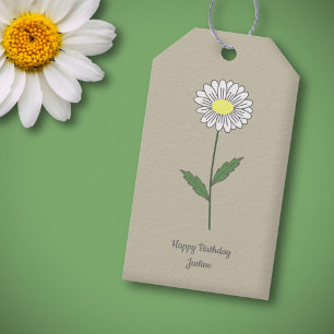 Étiquettes-cadeau Botanique Daisy Pastel Flower Brown