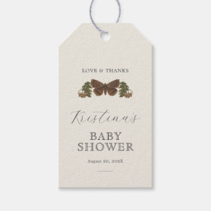 Étiquettes-cadeau Botanique de bois Baby shower neutre
